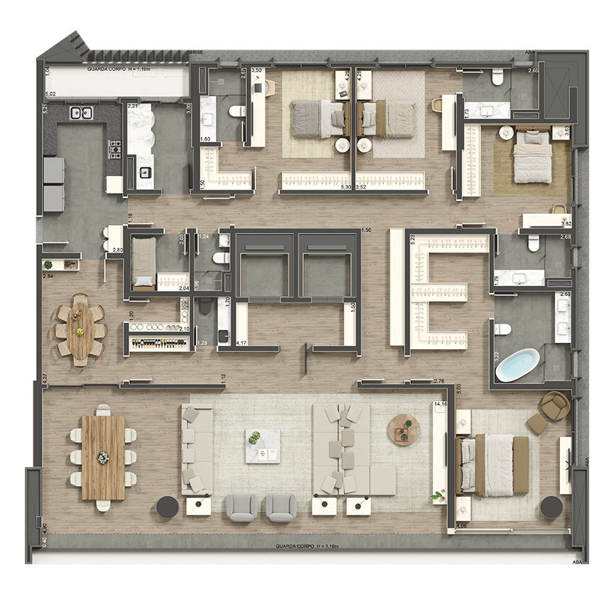 314 m² - Torre E 4 suítes, 4 vagas