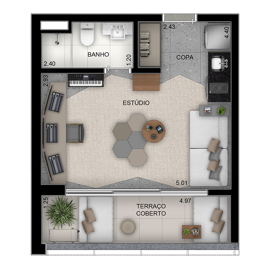32 m² - Studio Música 
