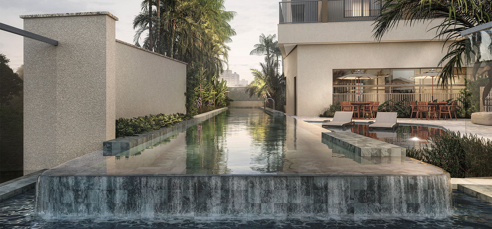 Piscina com Borda Infinita - Perspectiva Artística 